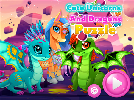 Cute Unicorns And Dragons Puzzle