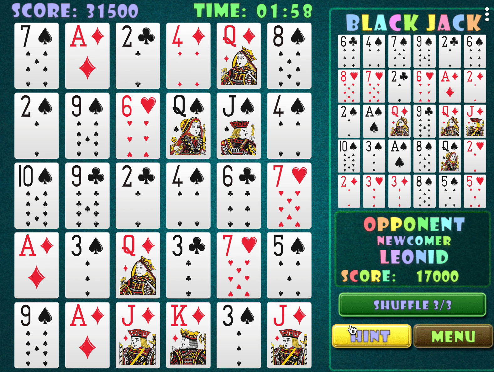 Black Jack Puzzle Screenshot 1