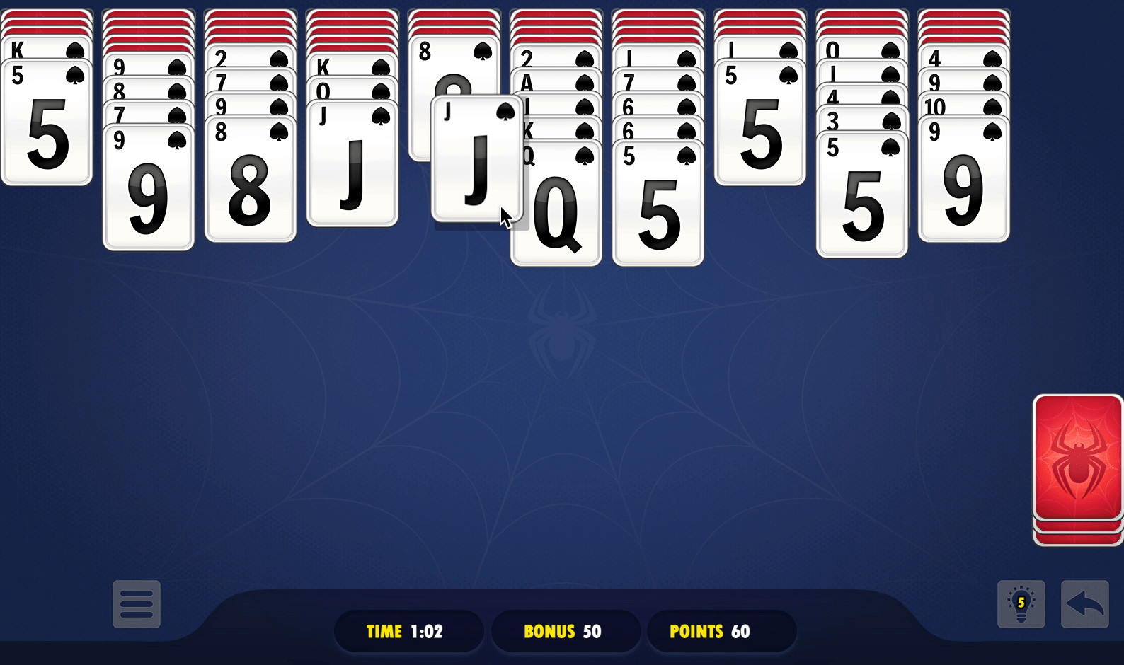 Spider Solitaire Blue Screenshot 1