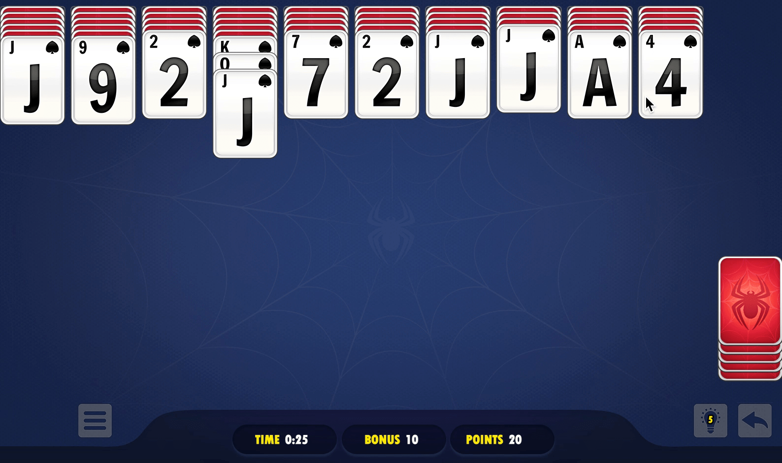 Spider Solitaire Blue Screenshot 2 Spider Solitaire Blue Screenshot 2