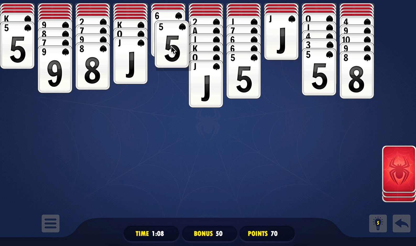 Spider Solitaire Blue Screenshot 3