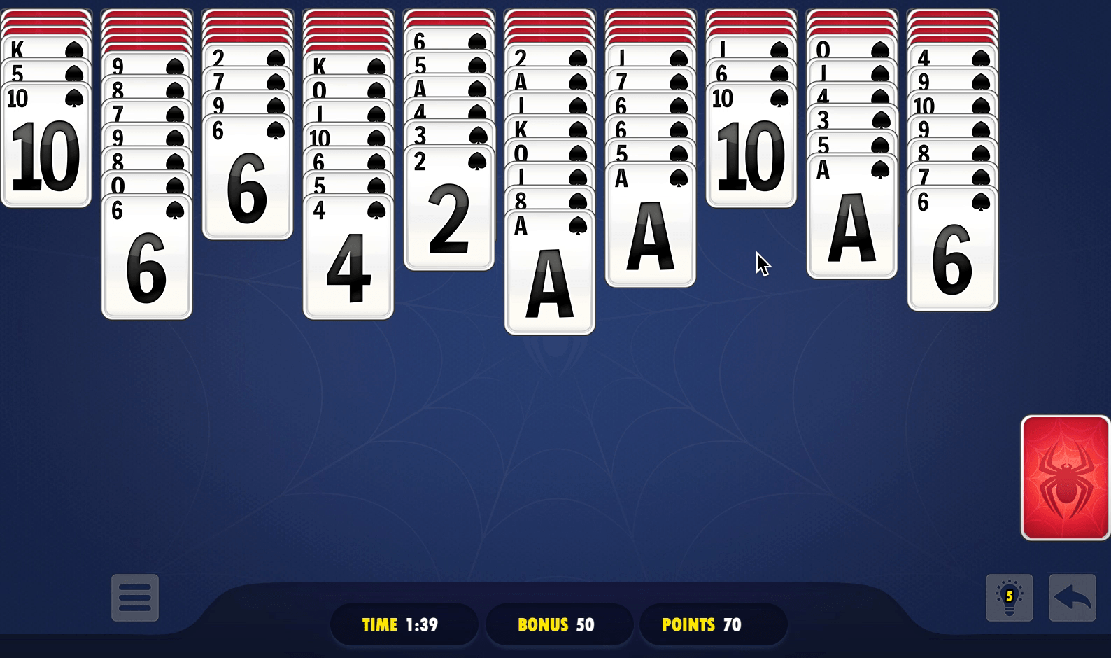 Spider Solitaire Blue Screenshot 5