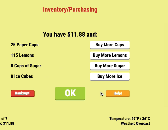 Lemonade Stand Screenshot 1 Lemonade Stand Screenshot 1