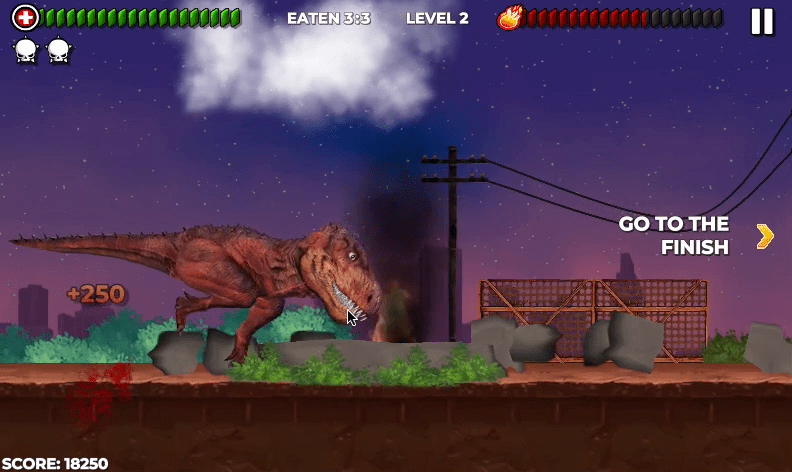 Funny moments of Dinosaur Game (level 2 clear), Rio Rex Game